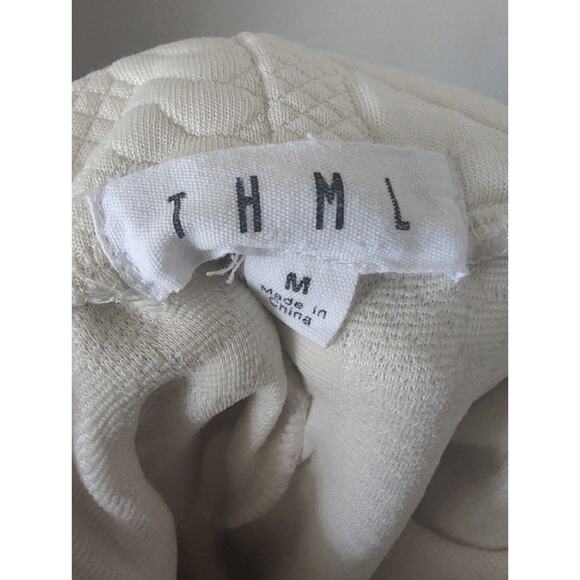 Thml quilted ivory heathered gray ruffle dress Med - Picture 5 of 6